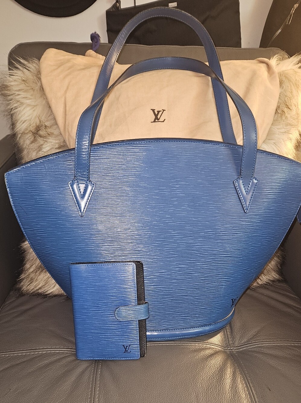 Louis Vuitton Blue Epi Leather Tote with Matching Agenda